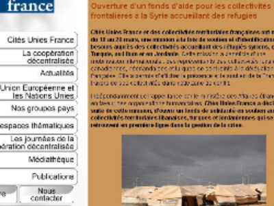 Syrie : Les collectivités territoriales françaises prêtent main forte aux collectivités accueillant des réfugiés