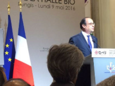 François Hollande inaugure le pavillon bio de Rungis